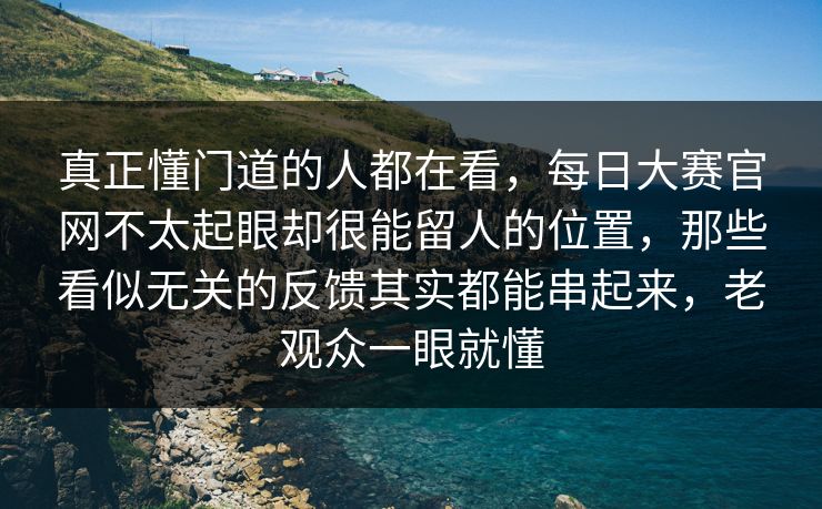 真正懂门道的人都在看，每日大赛官网不太起眼却很能留人的位置，那些看似无关的反馈其实都能串起来，老观众一眼就懂